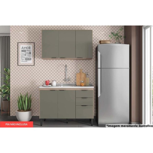 Kit de Cozinha Completa 2 Peças Firenze (1 Aéreo + 1 Balcão) CP09 Avena/Menta - Demóbile