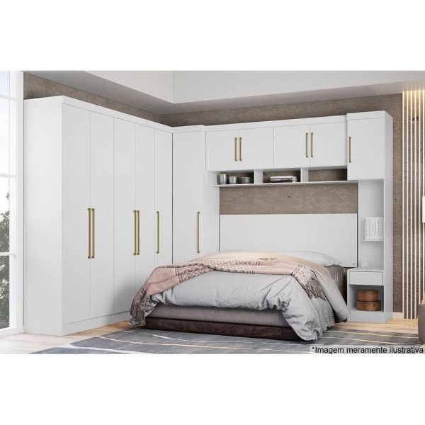 Encontraproduto.com.br - Módulo de Quarto Casal Armário Ponte Módena 74000 c/ 4 Portas Amendola/Branco - Demóbile