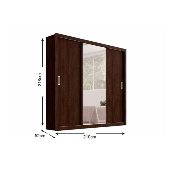 Encontraproduto.com.br - Guarda Roupas 3 Portas de Correr   e 2 Gavetas c/ Espelho Residence Branco - Demóbile
