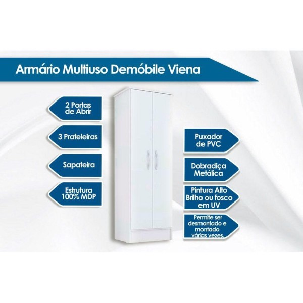 Encontraproduto.com.br - Armário Multiuso Juvenil Viena c/ 2 Portas Ébano - Demóbile