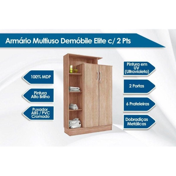 Encontraproduto.com.br - Armário Multiuso Juvenil Elite c/ 2 Portas Branco - Demóbile
