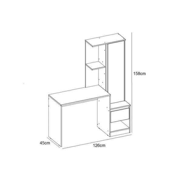 Encontraproduto.com.br - Mesa Escrivaninha Casal Office Morada c/ 1 Porta e 1 Gaveta Branco - Demóbile