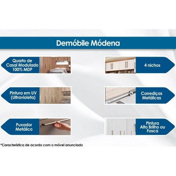 Encontraproduto.com.br - Módulo Armário Mesa De Cabeceira Módena 71100 C/ 1 Porta E 1 Gaveta Amendola/branco - Demóbile