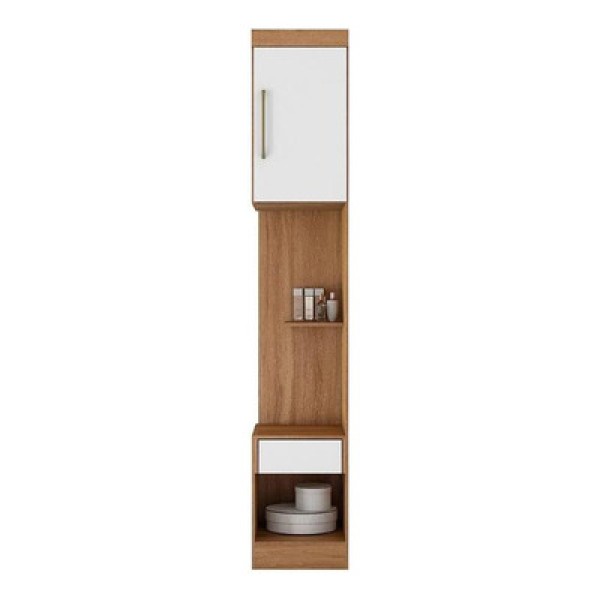 Encontraproduto.com.br - Módulo Armário Mesa De Cabeceira Módena 71100 C/ 1 Porta E 1 Gaveta Amendola/branco - Demóbile