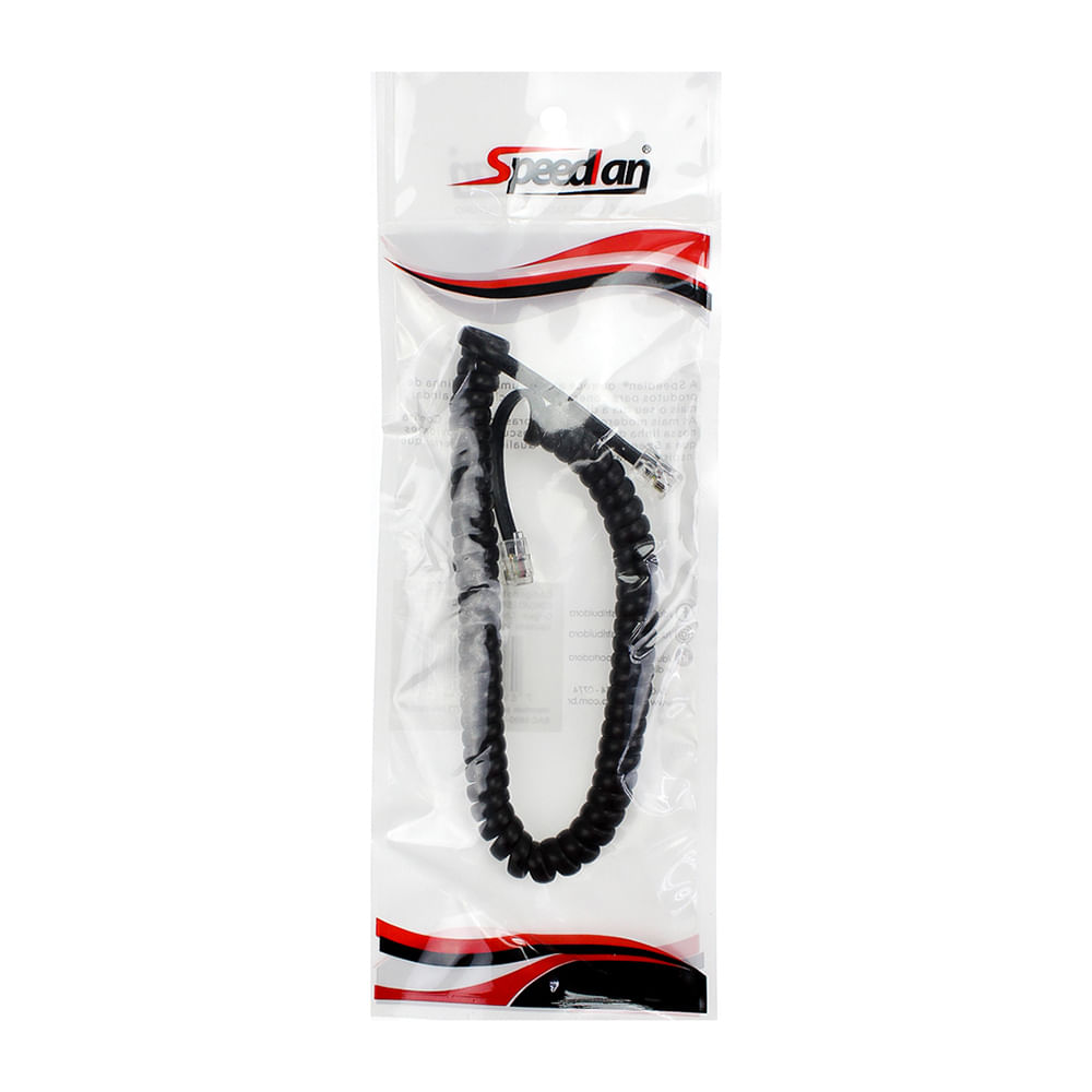 Encontraproduto.com.br - Cordão Espiral 4P4C Preto Speedlan 2m