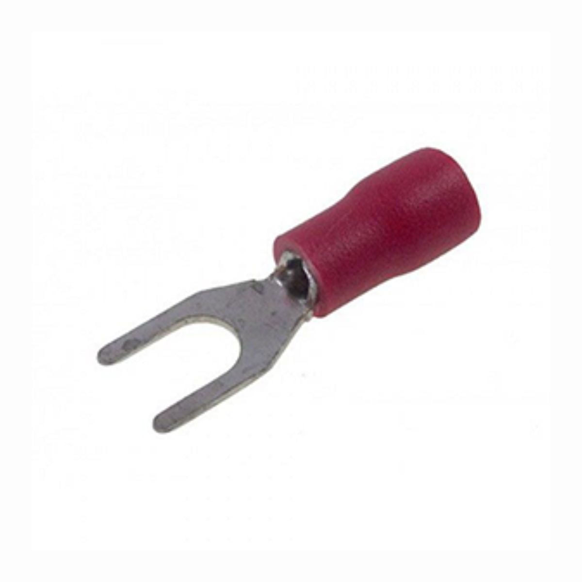 Encontraproduto.com.br - Terminal Forquilha Vermelho Para Bitola De 0,25-1,60mm(22-16AWG) 19 Amperes Com 20 Peças Duallux