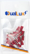 Encontraproduto.com.br - Terminal De Pino Longo Vermelho 0,25-1,60mm(22-16AWG) 19 Amperes Com 20 Peças Duallux