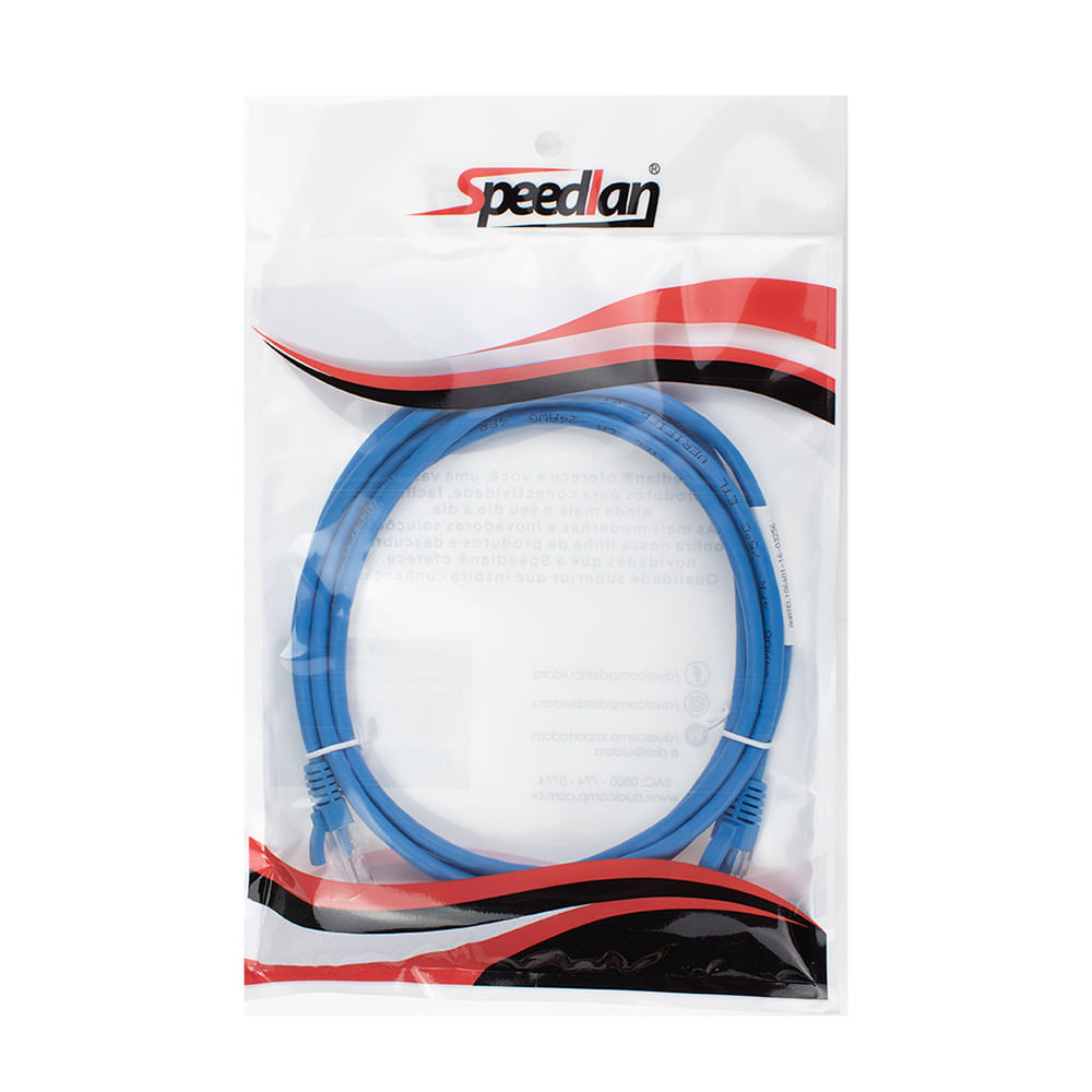 Encontraproduto.com.br - Patch Cord Cat5e Speedlan 2 metros Azul