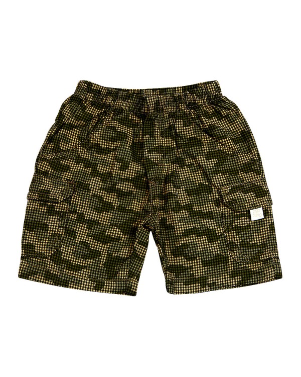 Encontraproduto.com.br - Shorts Bebê tecido Xadrez Camuflado - Verde