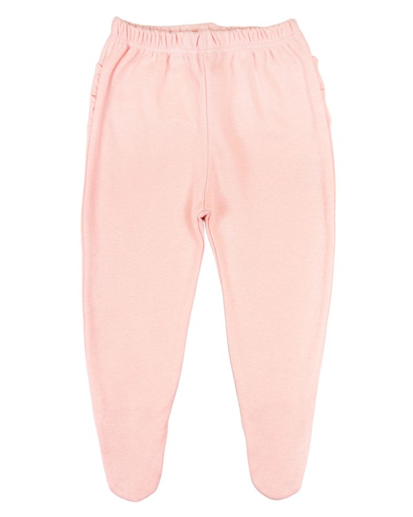 Encontraproduto.com.br - Calça Bebê Suedine Com Pezinho e Babados - Rosa
