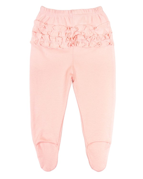 Encontraproduto.com.br - Calça Bebê Suedine Com Pezinho e Babados - Rosa