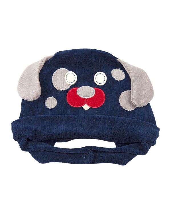 Touca Bebê Plush Cachorrinho Buldog - Marinho