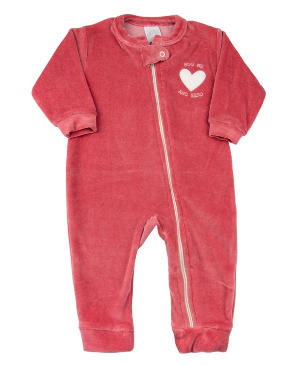 Macacão Bebê Plush Zíper com Touca Hug Me - Marrom