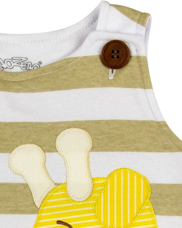 Encontraproduto.com.br - Macacão Bebê Sem Manga Listrado Kit 2 Peças Siri e Girafa - Branco