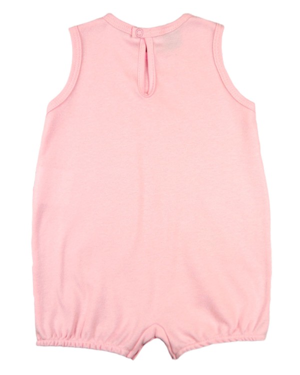 Encontraproduto.com.br - Macacao Bebe Menina Suedine Liso e Estampado Kit Macacao Body Sem Manga Menina Floral 2 Pecas - Rosa
