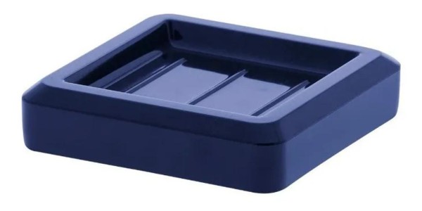 Encontraproduto.com.br - Kit Banheiro 5 Pç Lixeira Saboneteira Quadratta Azul Marinho