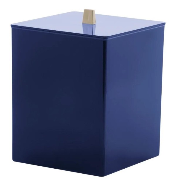 Encontraproduto.com.br - Kit Banheiro 5 Pç Lixeira Saboneteira Quadratta Azul Marinho