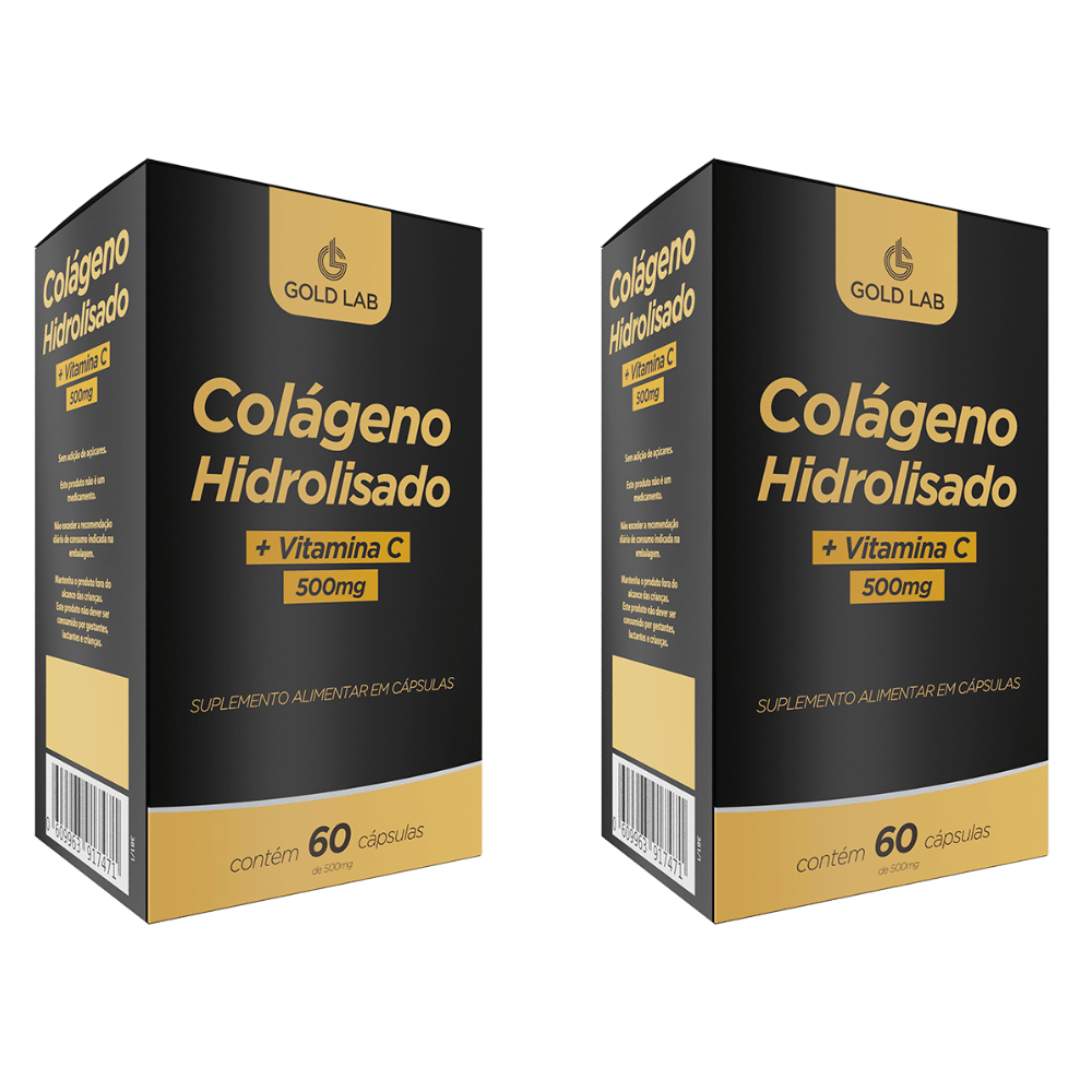 Encontraproduto.com.br - Kit C/2 Colágeno Hidrolisado + Vitamina C C/60 Cápsulas - Gold Lab