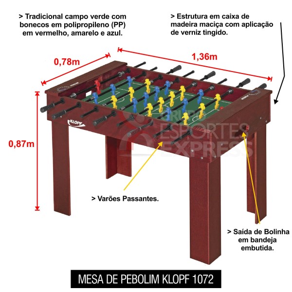 Encontraproduto.com.br - Salão de Jogos com Pebolim, Sinuca e Ping-Pong Klopf 1560
