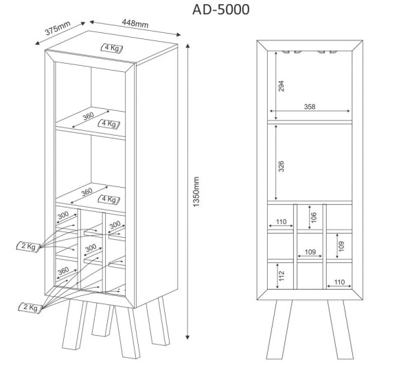 Encontraproduto.com.br - Adega Para 09 Garrafas AD5000 Tecno Mobili
