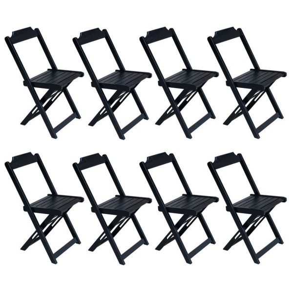 Encontraproduto.com.br - Kit 2 Jogos De Mesa Com 4 Cadeiras De Madeira Dobravel 60X60 - Preto - Preto