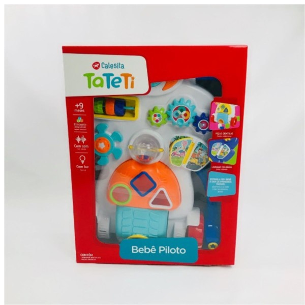 Encontraproduto.com.br - Andador Bebê Piloto Com Luz E Som Laranja E Azul Tateti 0889