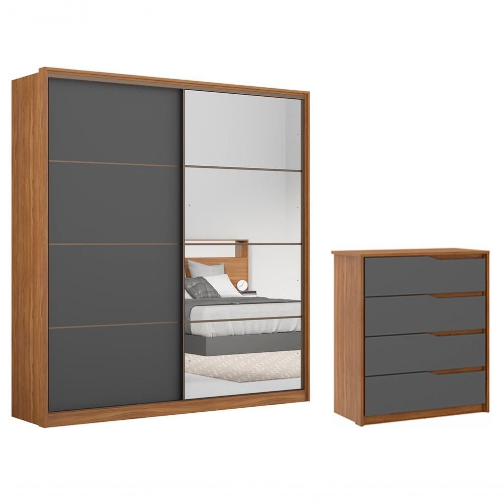 Encontraproduto.com.br - Conjunto Guarda Roupa Belga Com Espelho E Comoda Atria Demartez