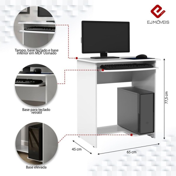 Encontraproduto.com.br - Mesa Para Computador Escrivaninha Para Notebook Jogos Escritório Branca
