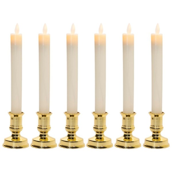 Encontraproduto.com.br - Kit 6 Castiçal Com Vela Elétrica Decoração Natalina 25cm