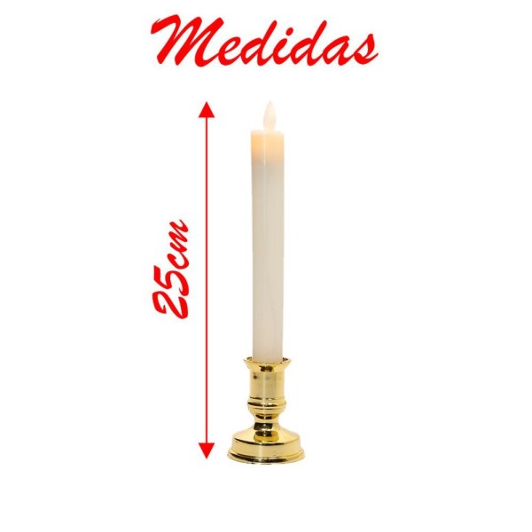 Encontraproduto.com.br - Kit 6 Castiçal Com Vela Elétrica Decoração Natalina 25cm