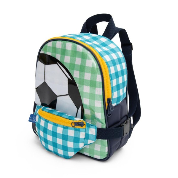 Encontraproduto.com.br - Mochila Com Pochete MaiT Xadrez Bola Azul