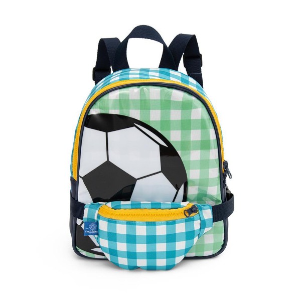 Encontraproduto.com.br - Mochila Com Pochete MaiT Xadrez Bola Azul