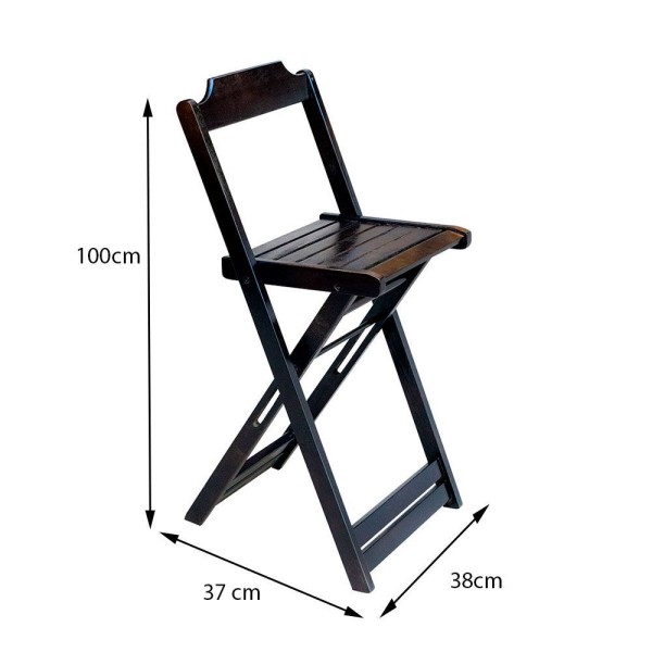 Encontraproduto.com.br - Jogo De Mesa Bistrô Dobrável Em Madeira Maciça Com 4 Banquetas Altas - Tabaco - Marrom