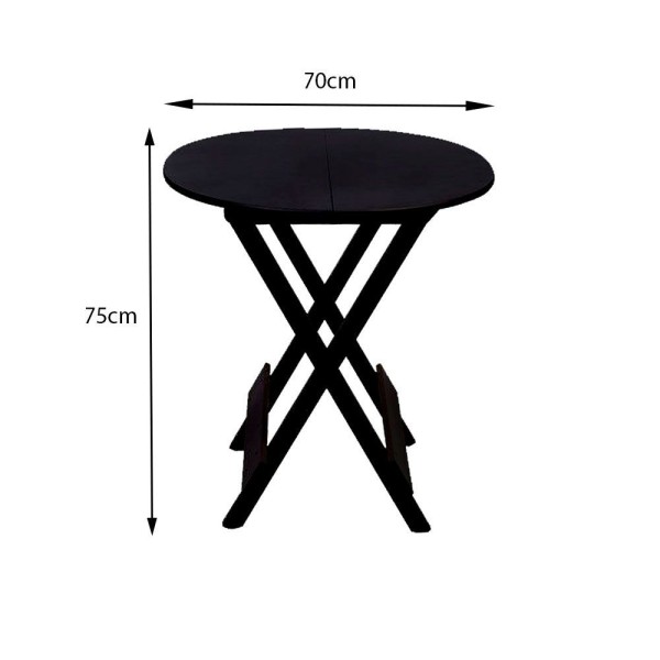 Encontraproduto.com.br - Conjunto Com 4 Mesas Redondas Dobráveis 70X70 Em Madeira Padrão - Preto - Preto