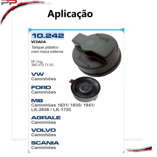 Encontraproduto.com.br - Tampa Combustível Rosca Externa Cam Vw Ford MB Scania Volvo