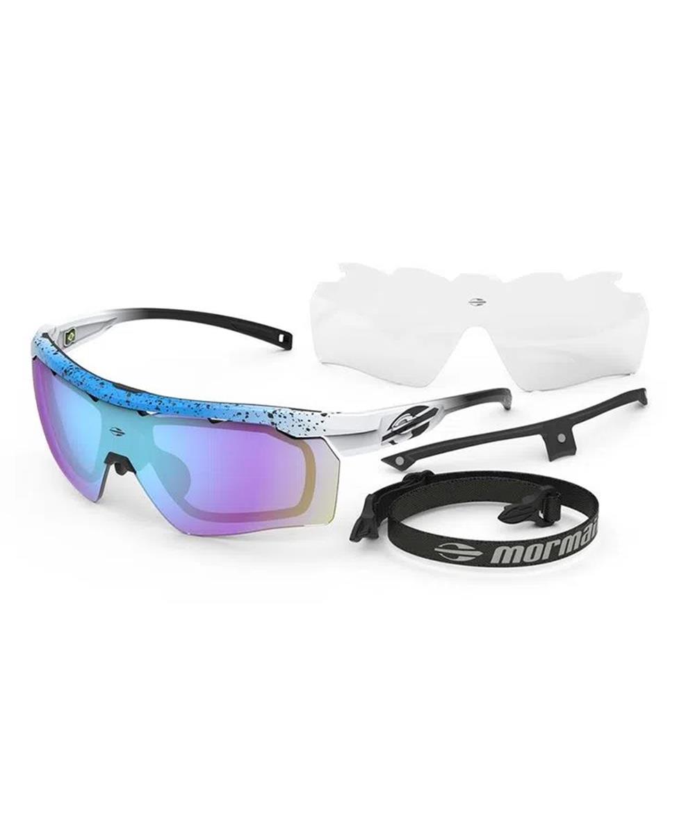 Oculos de Sol Unissex Mormaii Smash 2 Azul com Branco Lente Azul Revo