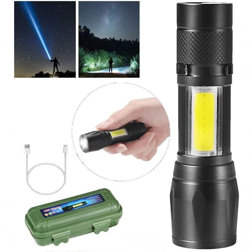 Encontraproduto.com.br - Mini Lanterna Led Tática Potente 3 Modos Recarregável Camping Lampião