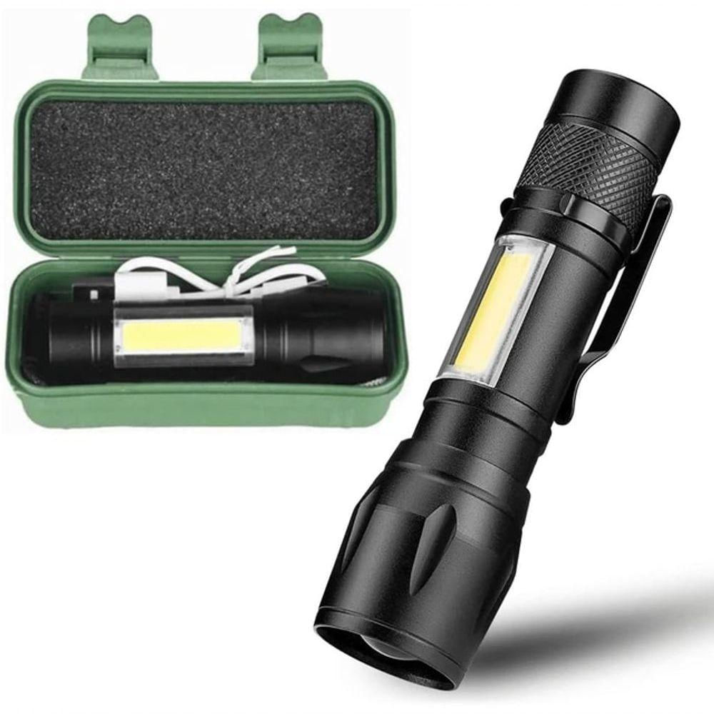 Encontraproduto.com.br - Mini Lanterna Led Tática Potente 3 Modos Recarregável Camping Lampião