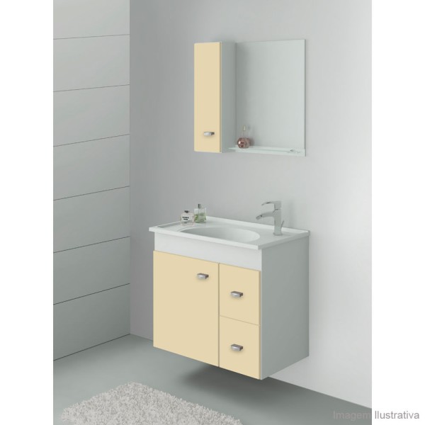 Encontraproduto.com.br - Gabinete 600 Smart com cuba 52x36cm biscuit e branco Gaam