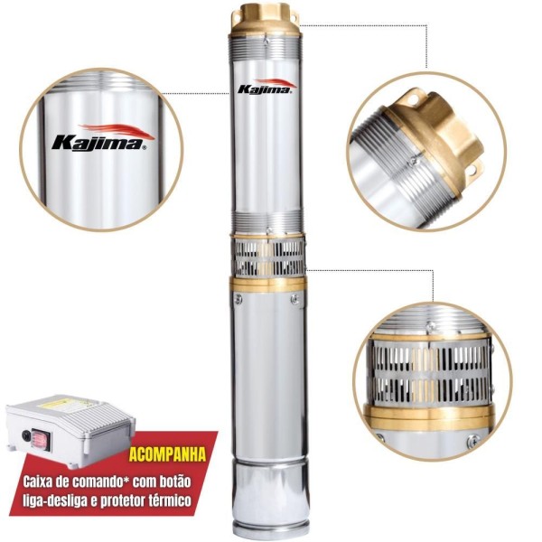 Encontraproduto.com.br - Bomba Submersa 2,5 0,37KW 0,5HP 16 Estágios Kajima 127V