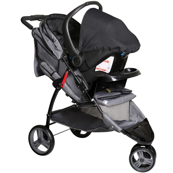 Encontraproduto.com.br - Kit Carrinho Bebê Passeio Berço Cross Trail De 0 a 15kg com Bebê Conforto Cocoon De 0 a 13kg e Base para Carro Galzerano