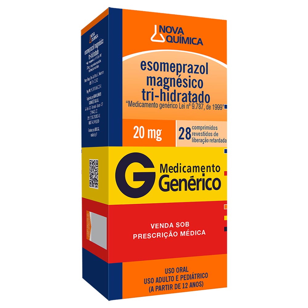 Esomeprazol Magnésio Tri-hidratado 20mg Nova Química 28 Comprimidos