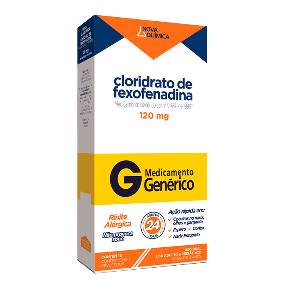 Encontraproduto.com.br - Cloridrato De Fexofenadina 120mg Com 10 Comprimidos Genérico Nova Quimica