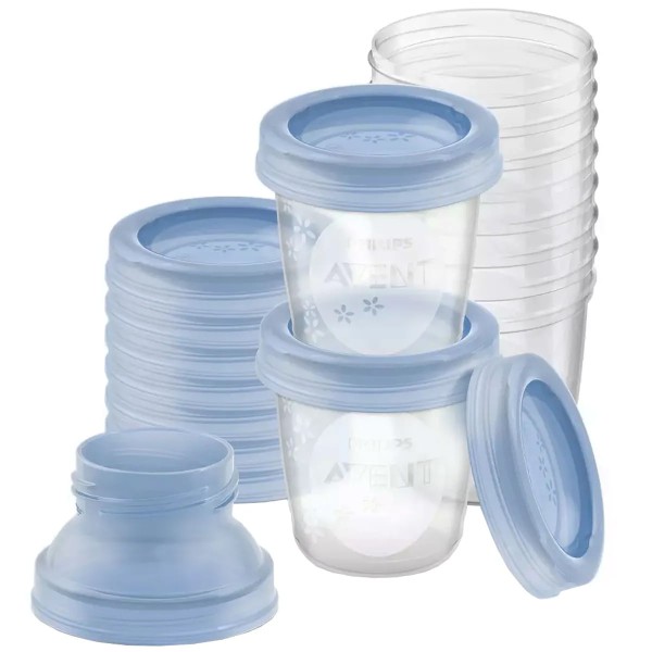 Encontraproduto.com.br - Kit Extrator de Leite Pétala Avent + Kit 10 Copos de Armazenamento de Leite 180ml Cada - Philips Avent