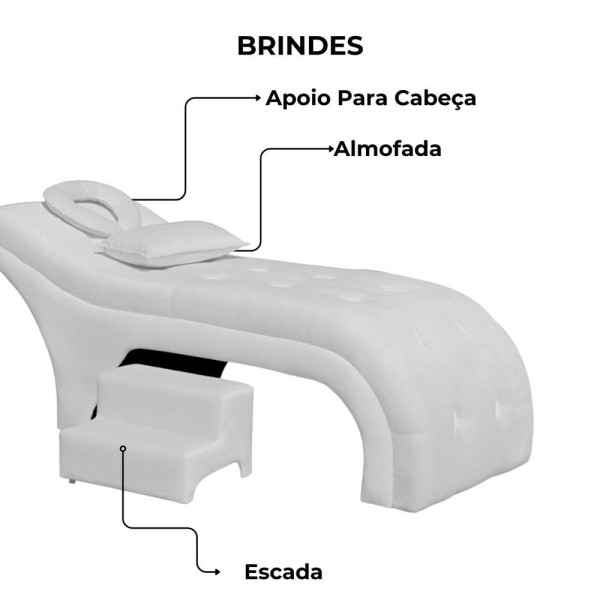 Encontraproduto.com.br - Maca Estofada Estética Botonê 70 Cm Sobrancelha Cilios Cor:branco