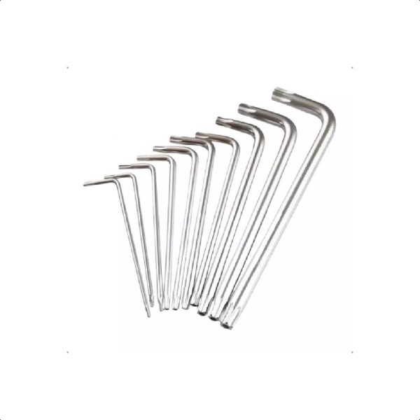 Encontraproduto.com.br - Jogo De Chaves Extra Longa Tipo L Torx T9 A T50 Kit 10 Pçs