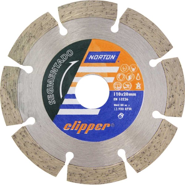 Encontraproduto.com.br - Disco de corte diamantado 110 mm segmentado linha Clipper - NORTON