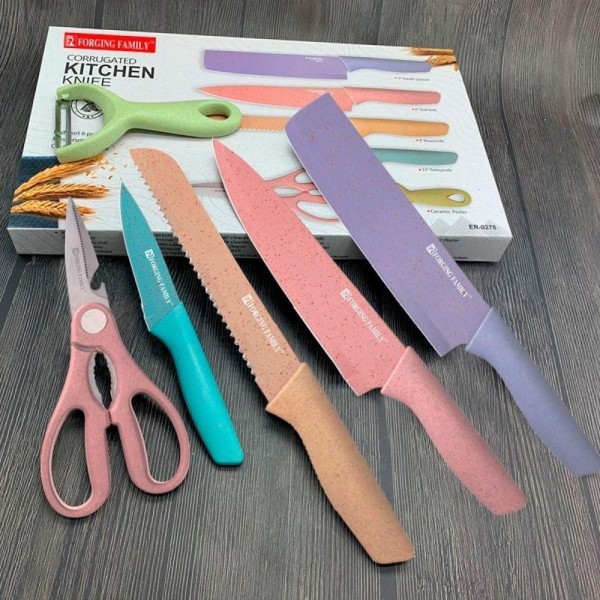 Encontraproduto.com.br - Conjunto Facas Chef Churrasco Coloridas