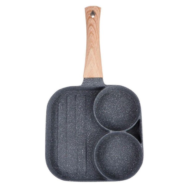 Encontraproduto.com.br - Frigideira Antiaderente Ovos Hambúrguer Bacon 3 Divisorias