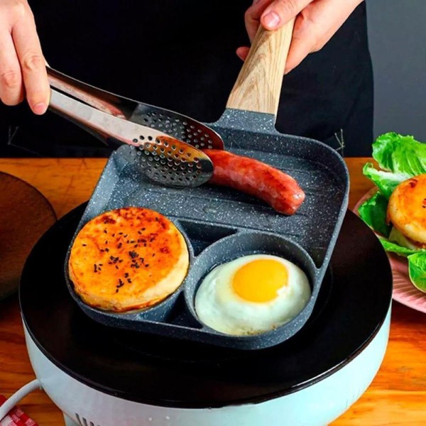 Encontraproduto.com.br - Frigideira Antiaderente 3 Partes Ovos Carnes E Hambúrguer